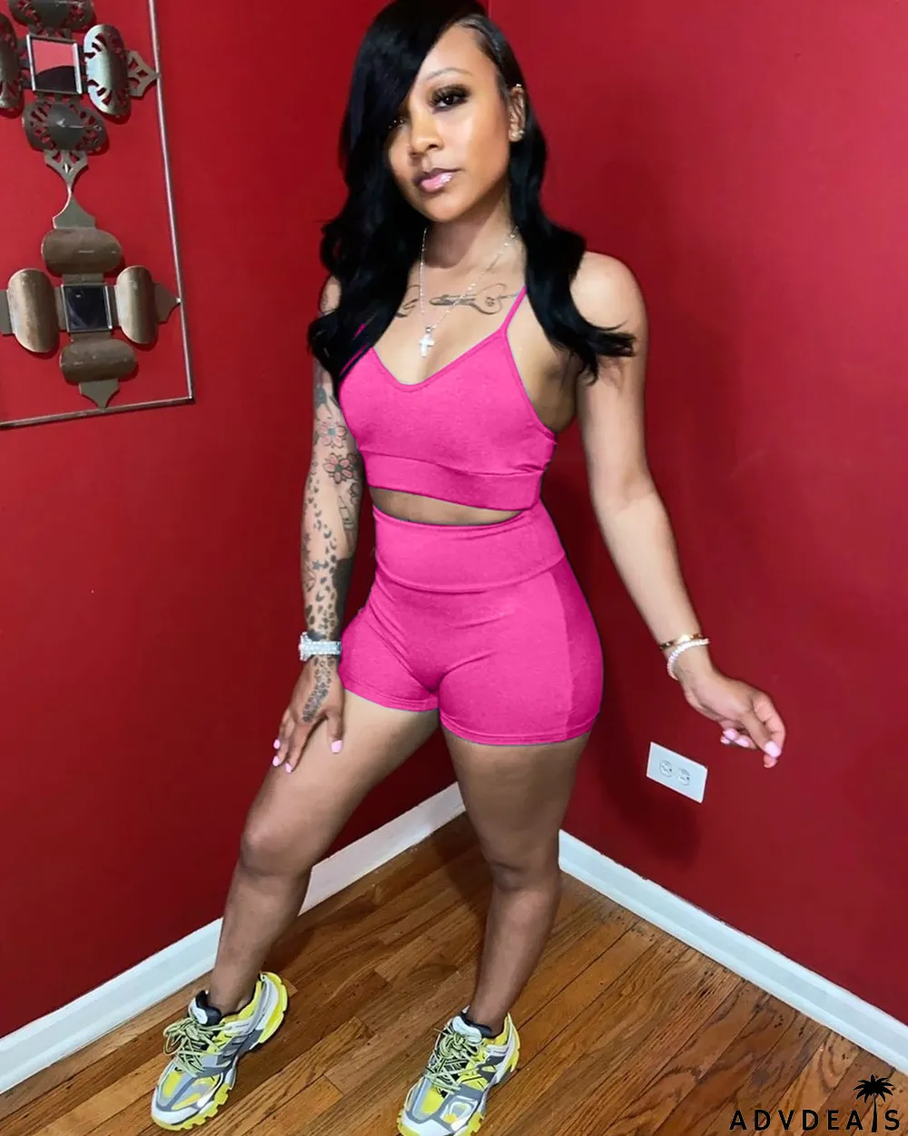 Solid Cami Top And Short Two Piece Sets