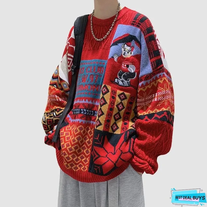 Christmas Ski Bear Embroidered Sweater
