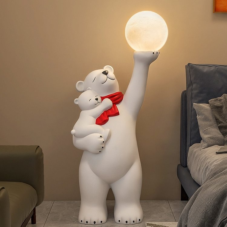 Homemys Bear End Table With Lamp