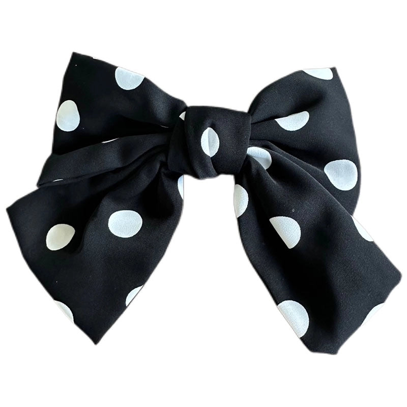 Women’s Preppy Style Japanese Style Sweet Polka Dots Bow Knot Cloth Printing Layered Hair Clip