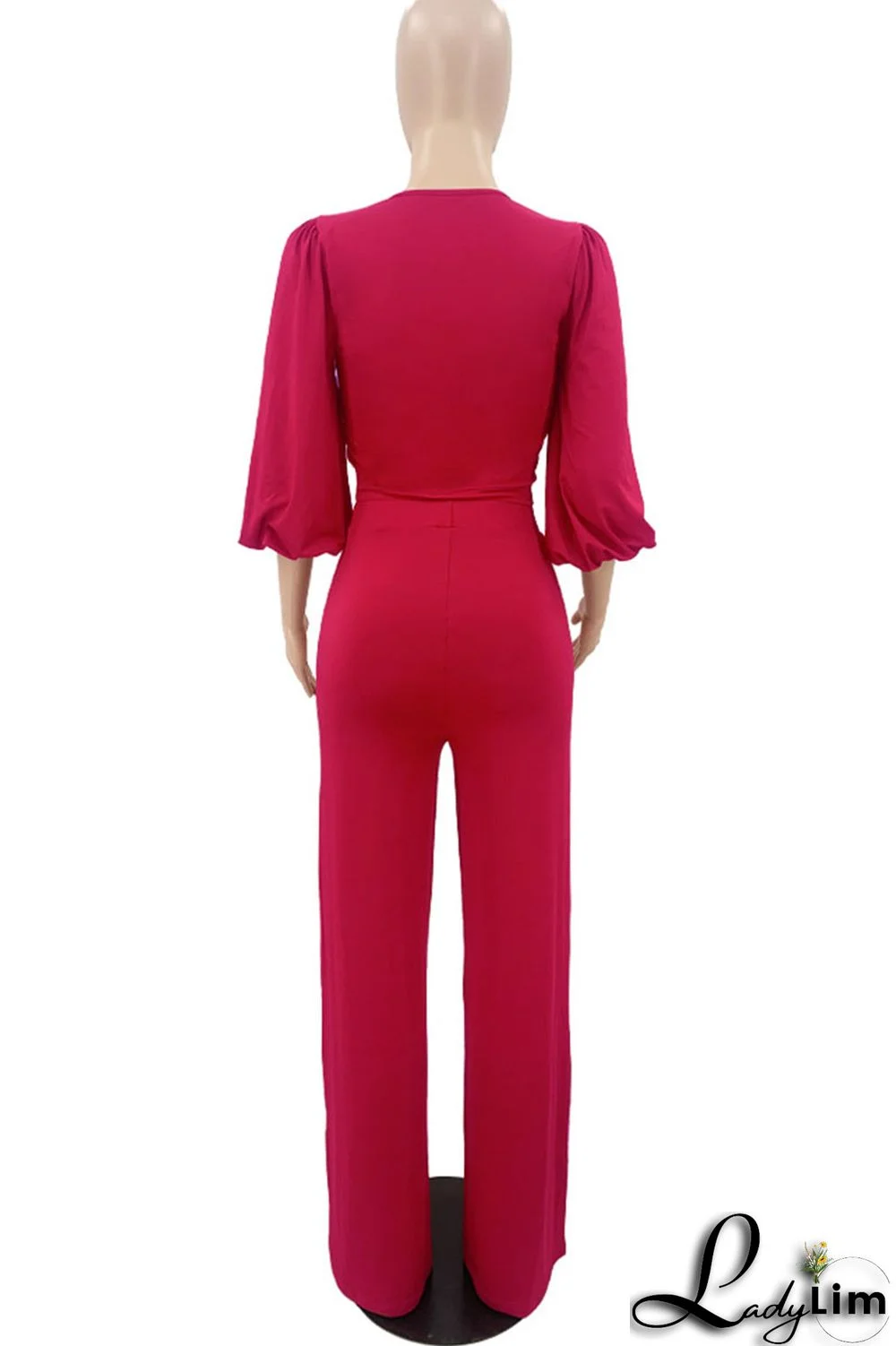 Red Casual Solid Split Joint O Neck Half Sleeve Two Pieces