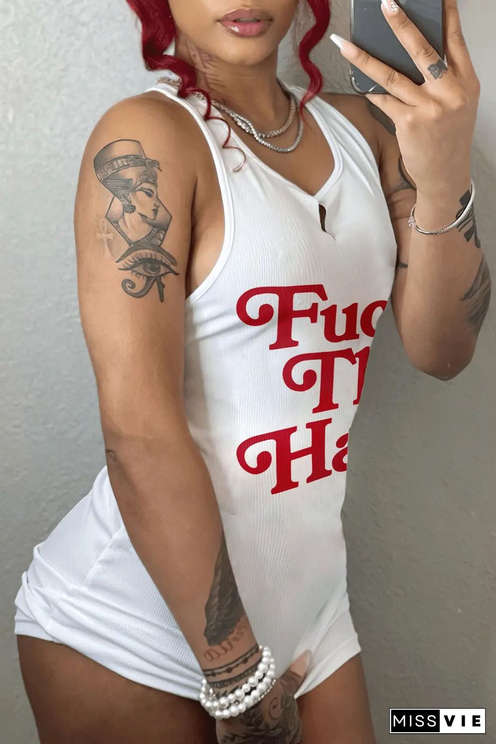 Summer Solid Color Letter Print Tank Dresses