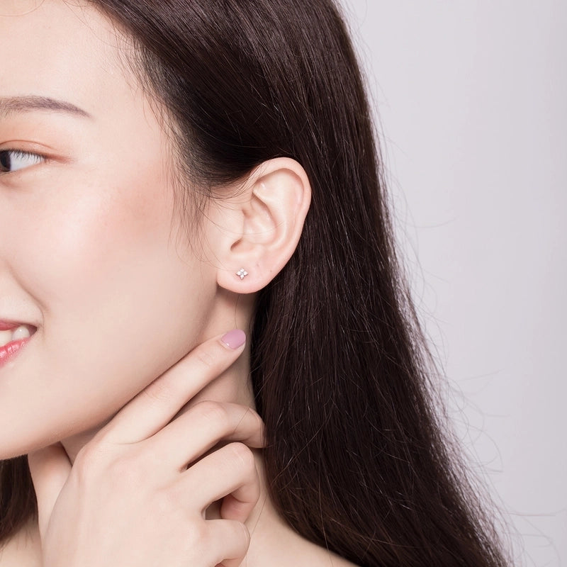 1 Pair 925 Sterling Silver Flower Ear Studs