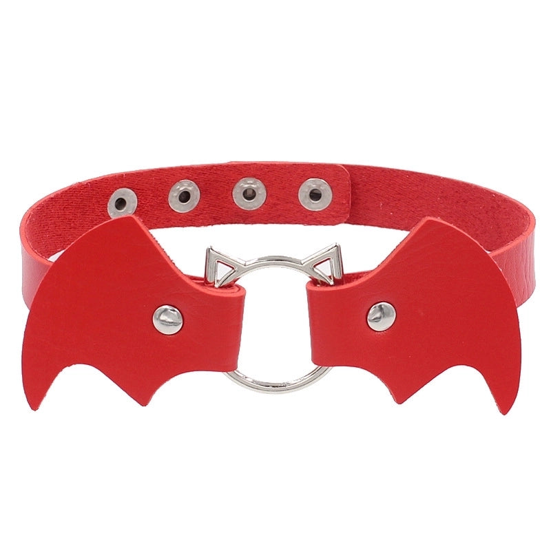 Punk Bat Pu Leather Alloy Halloween Women’s Choker