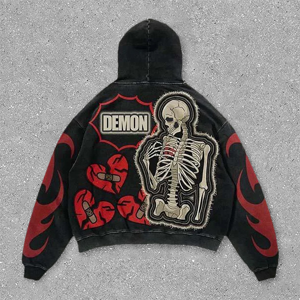 Vintage skull print hoodie