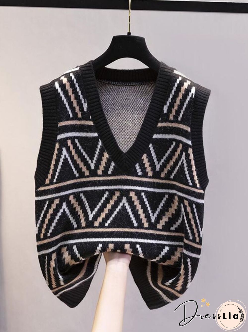 Sweater Vest Women New Autumn Winter V-neck Loose Knit Vest Diamond Lattice Tops Knitted Vest Women Casual Sweater Pullover
