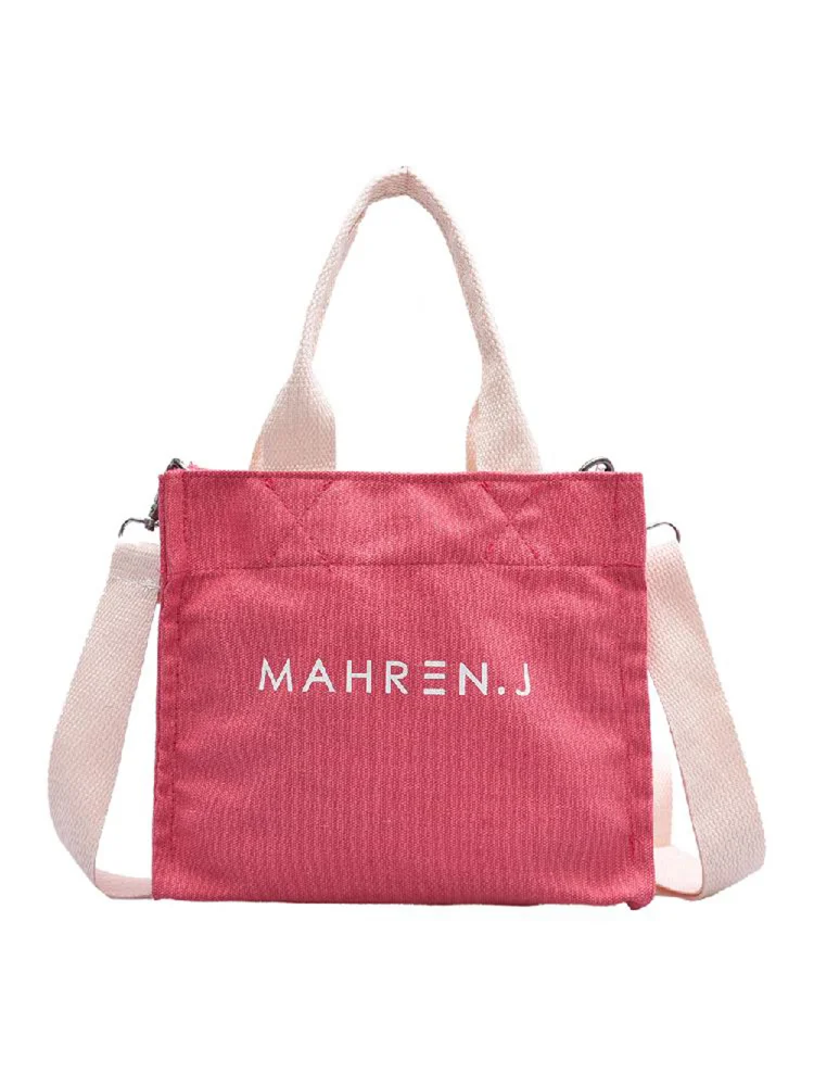 Canvas Women Letters Tote Handbag Casual Crossbody Top-handle Bag (Pink)