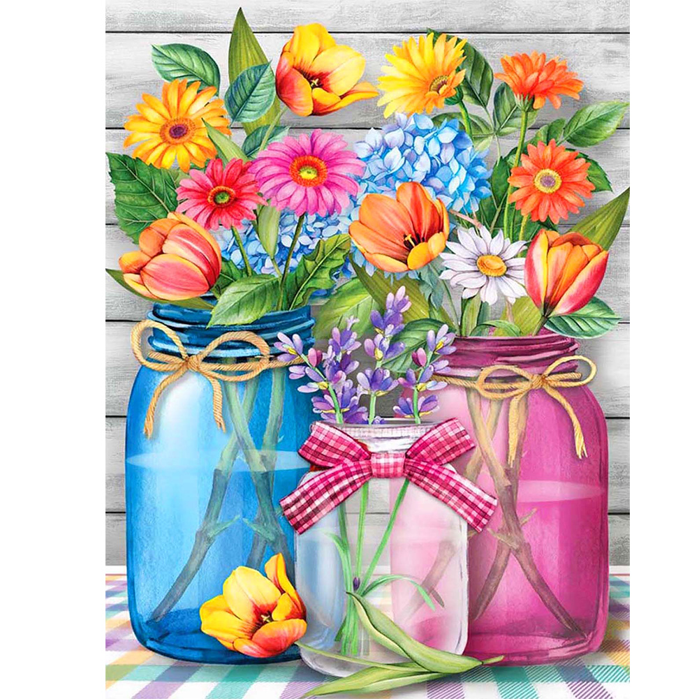 

30*40CM - Round Drill Diamond Painting - Flowers Vase, 501 Original
