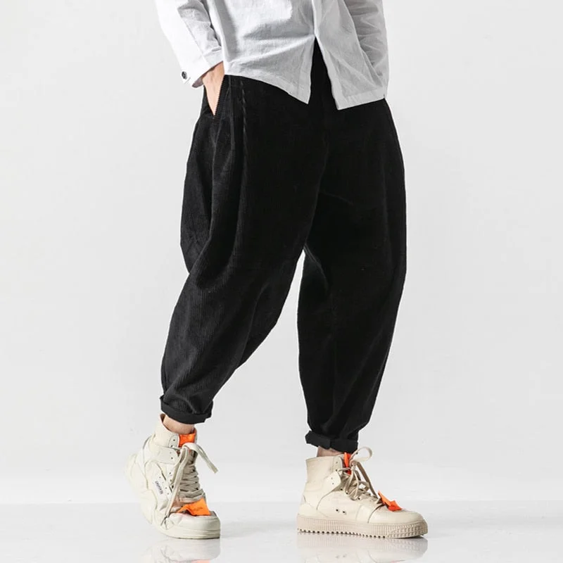 Men Harem Pants 2020 Spring Fashion Chinese Style Pants Mens Solid Black Sweatpants Male Loose Trousers Oversize