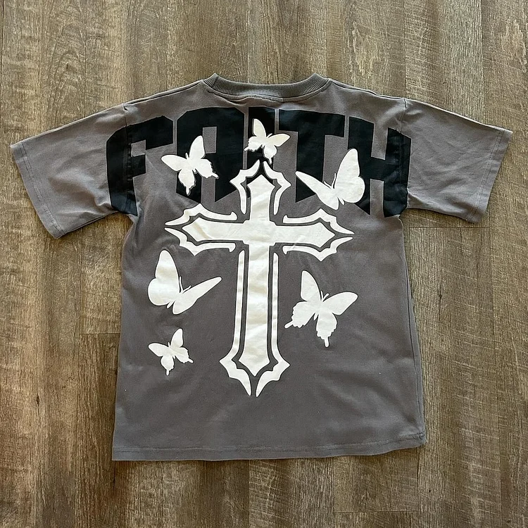 Vintage Faith Cross Graphic Cotton T-Shirt SOPULA