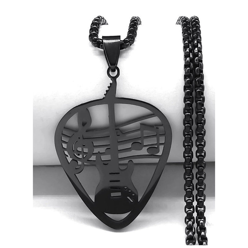 Jewelry Casual Minimalist Guitar Notes Titanium Steel Hollow Out Stainless Steel Necklaces