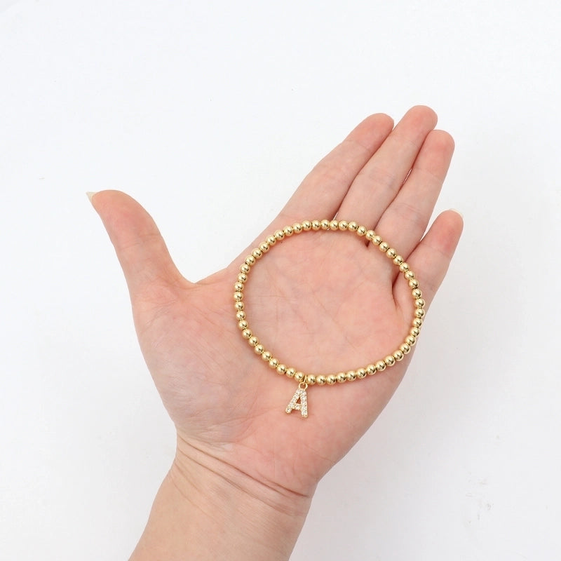 Copper Inlay Letter Zircon Bracelets
