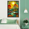 (40*60cm)Stained Glass Landscape - Full Round Drill Diamond Painting