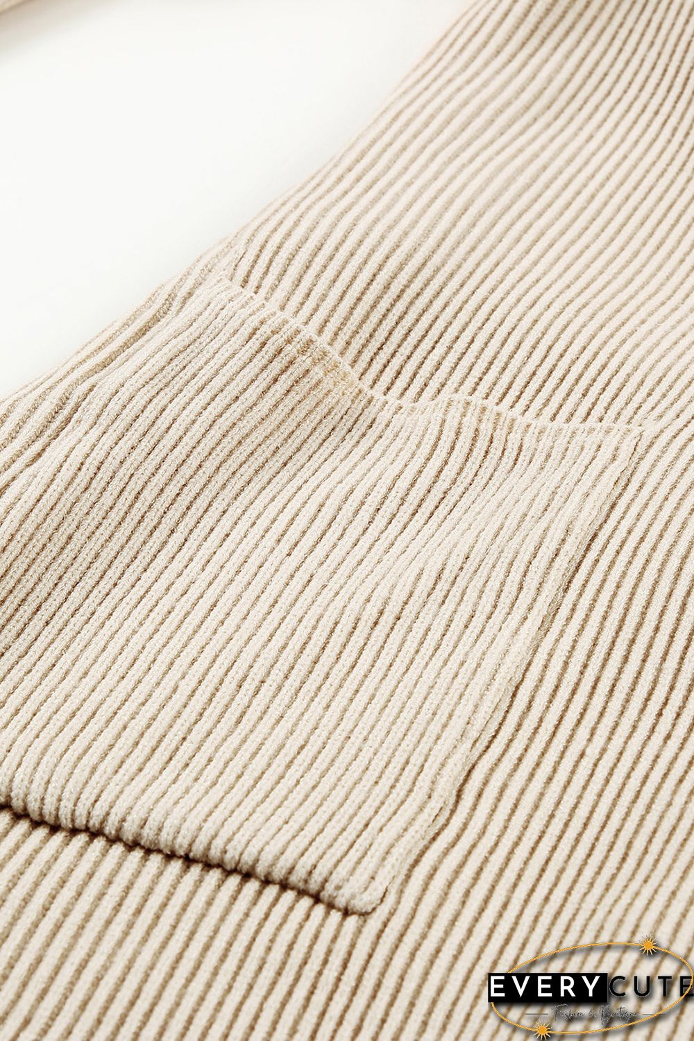 Apricot Robe Style Rib Knit Pocketed Cardigan with Belt