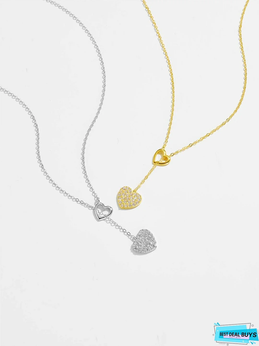 925 Sterling Silver Inlaid Zircon Heart Necklace