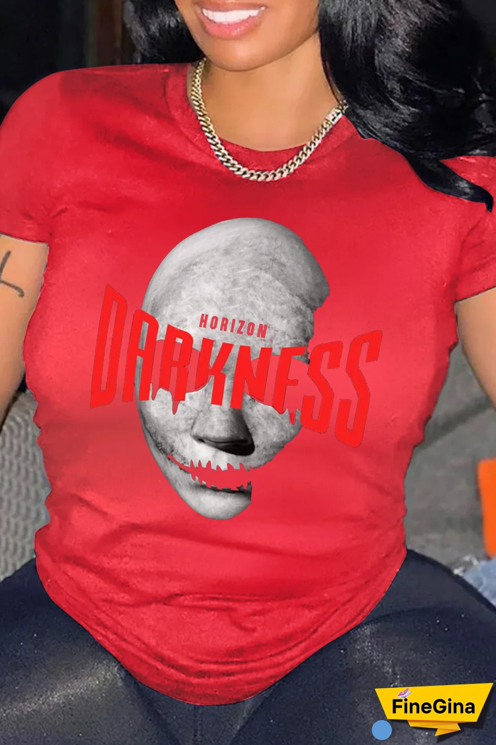 Navy Blue Casual Simplicity Print Patchwork O Neck T-Shirts