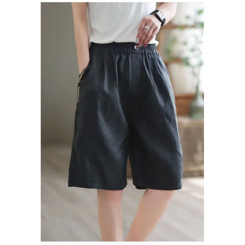 Uveng Uveng Summer Cotton-Skin Shorts Women's Five-Point Trousers Loose-Fitting High-Waisted Thin-Skinny Trousers