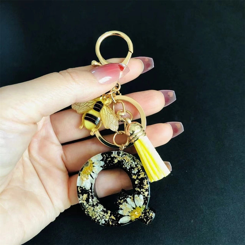 Minimalist Classic Style Letter Bee Resin Unisex Bag Pendant Keychain