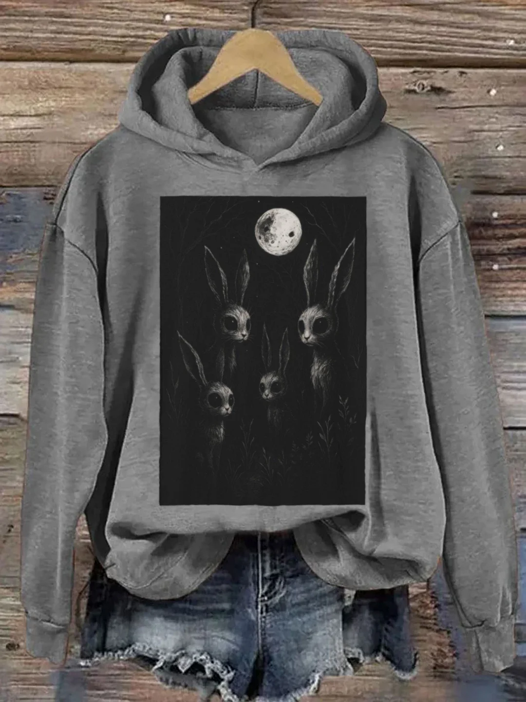 Creepy Bunny Forestcore Gothic Animal Hoodie