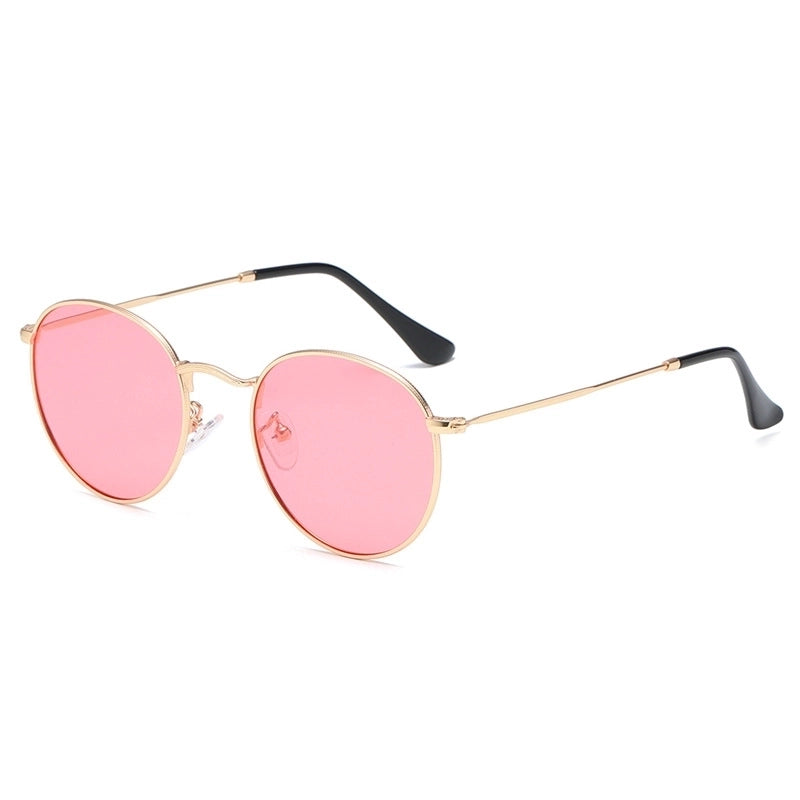 Retro Solid Color Tac Round Frame Full Frame Women’s Sunglasses