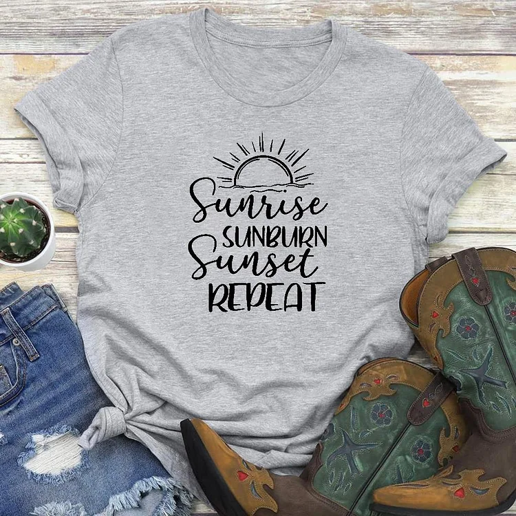 Sunrise Sunburn Sunset Repeat T-shirt Tee - 01445-Annaletters