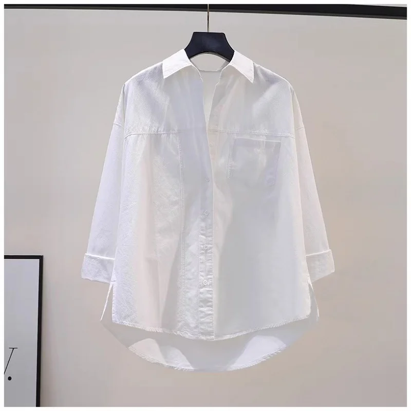 Athvotar Athvotar 2025 Spring And Autumn Arts Fan Top Dress Design Sense Stitched Pink Side Open Fork Loose Casual Shirt Woman