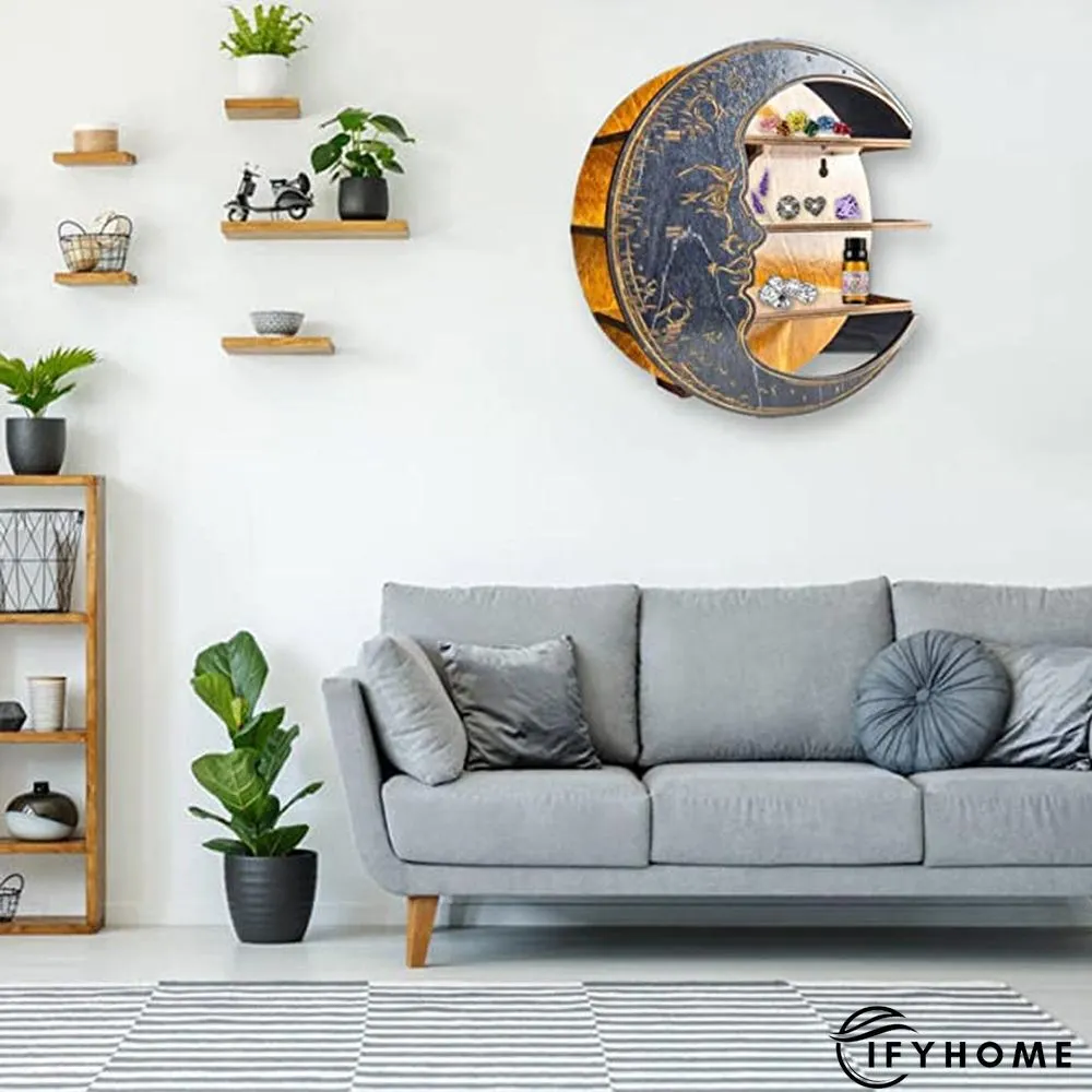 Moon Shelf - Wooden Floating Moon Shelf | IFYHOME