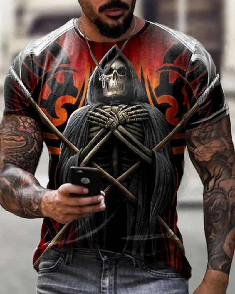 Men Skull Casual T-shirt -03
