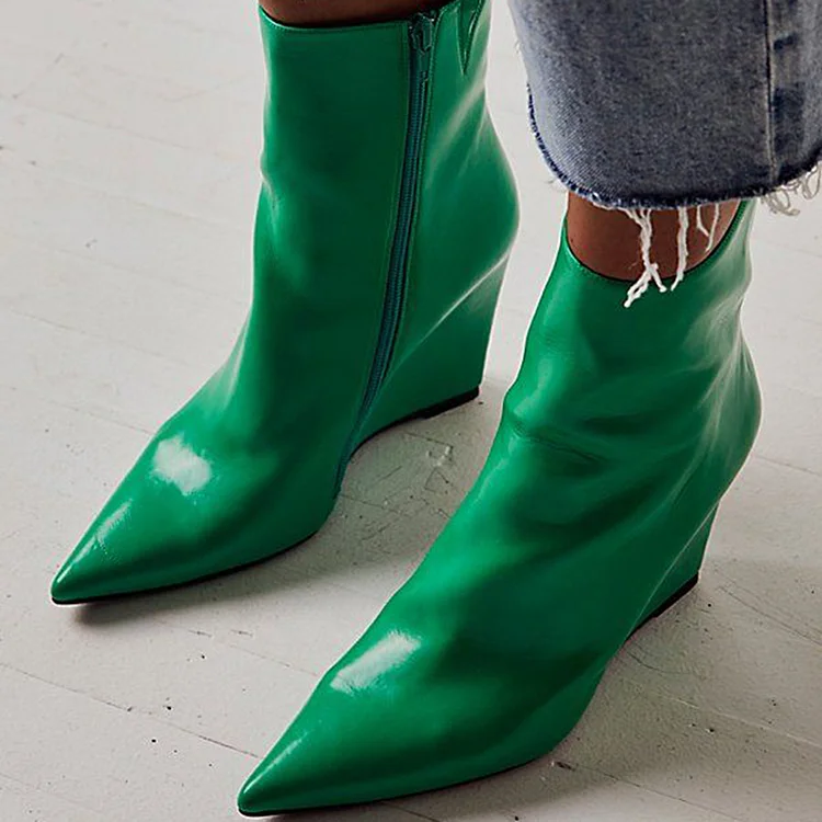 Pointed toe 2024 wedge booties