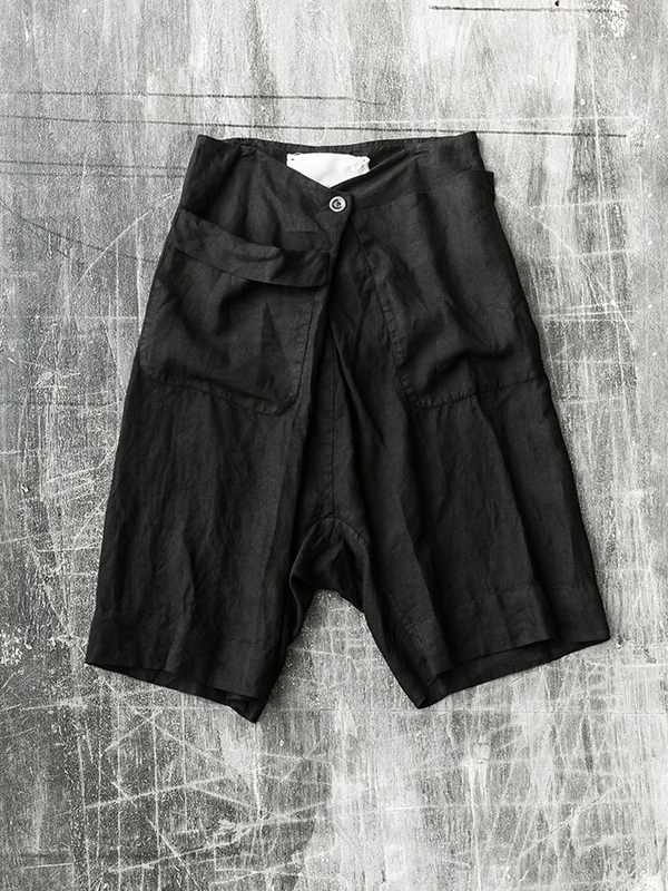 Solid Color Comfortable Big Pocket Cotton and Linen Women's Shorts Pants tjj Shicloths