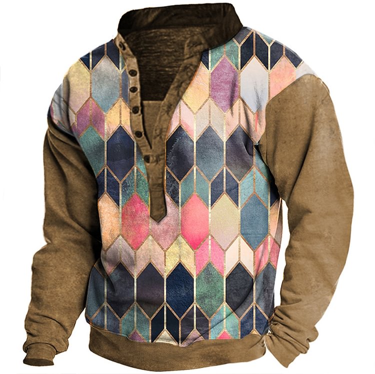 Men's Hot Diamond Henley Sweatshirt
