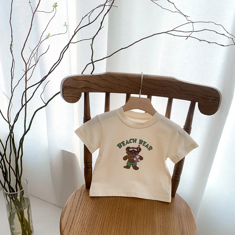 Baby Toddler Boy/Girl Bear and Letter Print Short Sleeve T-shirt
