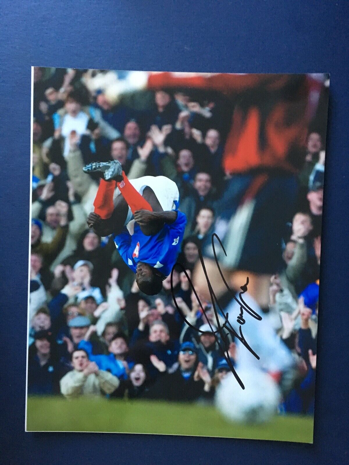 LOMANA LUA LUA - FORMER PORTSMOUTH FOOTBALLER - SUPERB SIGNED Photo Poster painting