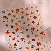 Ufawd 5D Relief Shiny Golden Jelly Autumn Maple Leaf Story Adhesive Nail Art Stickers Decals Manicure Gorgeous High Quality