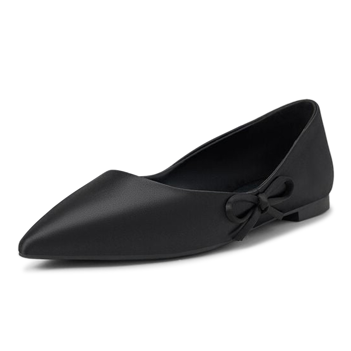 Black Pointed Toe Side Knot-Bow Slip On Casual Flats for Women Nicepairs