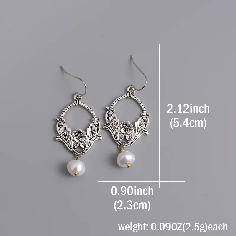 exquisite   with   pearl pendant hollow dangle earrings bohemian elegant style alloy silver plated jewelry   souvenir 4