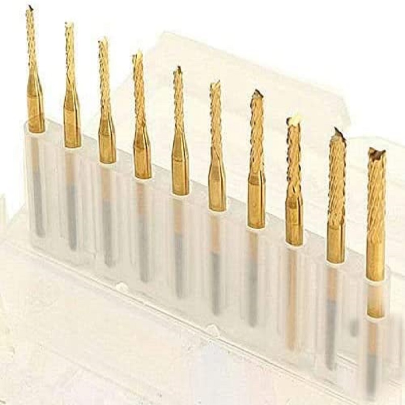 

10Pcs Pcb Milling Cutter Titanium Plating Woodworking Tools 0.8-3.175Mm, 501 Original