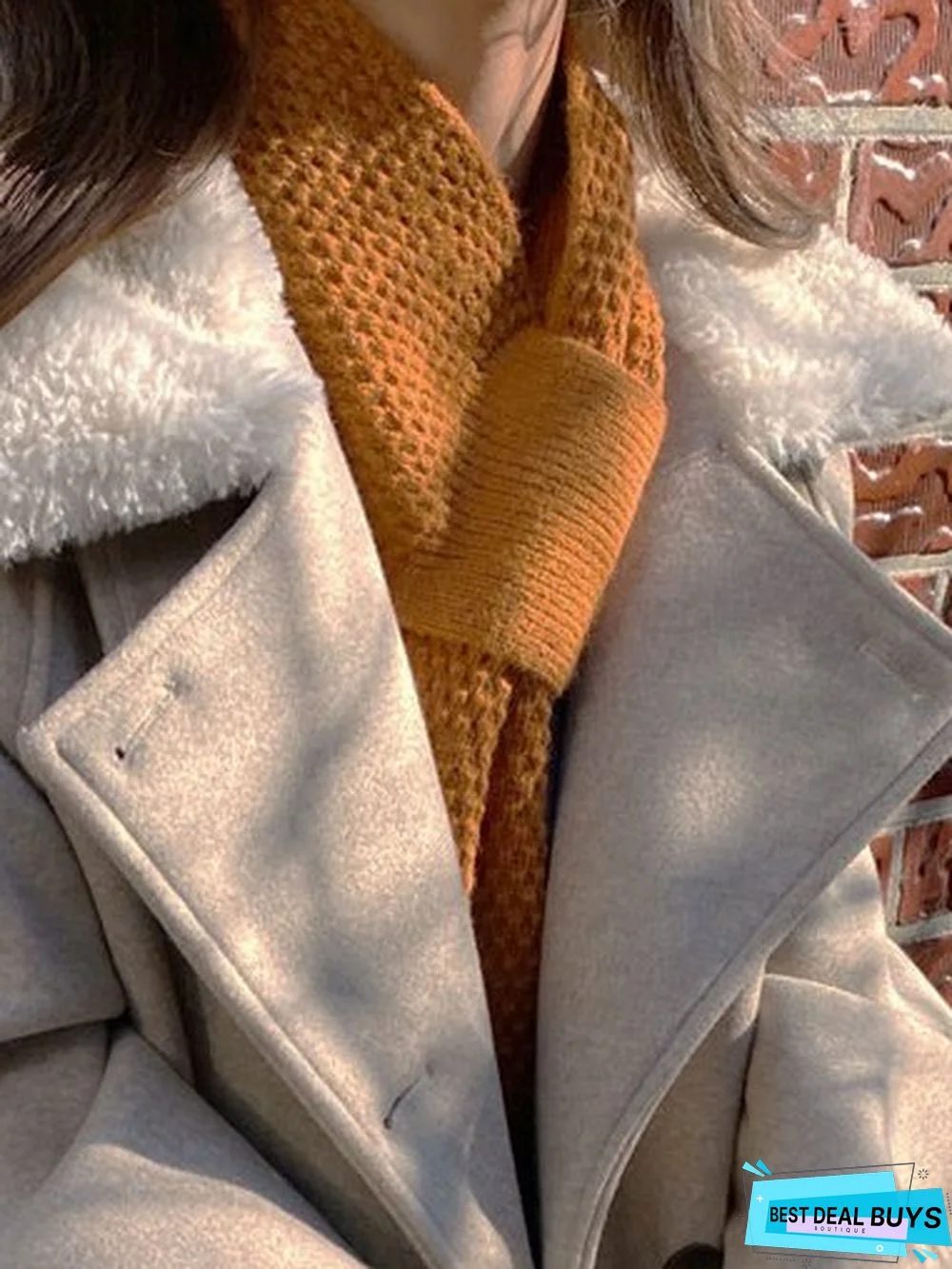 Casual Solid Color Cross Shape Wool Scarf Autumn Winter Thickened Warm Accessories