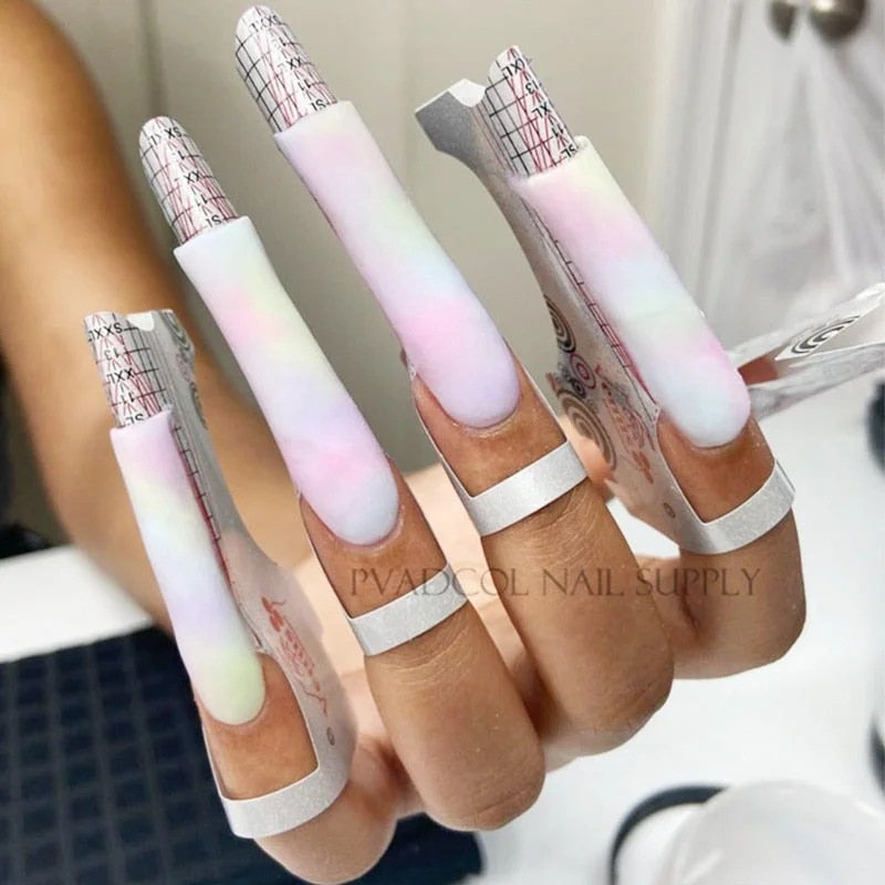 Sculpted Acrylic French Nail Form Tips UV Gel Extension Guide Stickers Paper Adhesive Curl Guide Form DIY Nail Art Manicure Tool-Nail Inspo