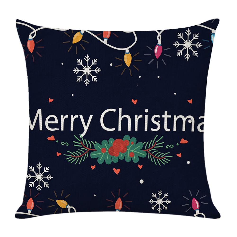 

Merry Christmas Pattern Linen Pillowcase Sofa Throw Pillow Case Cover (6, 501 Original