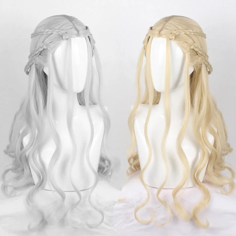 Game of Thrones Mother Daenerys Targaryen Cosplay Wig Wavy Blonde Wig-elleschic