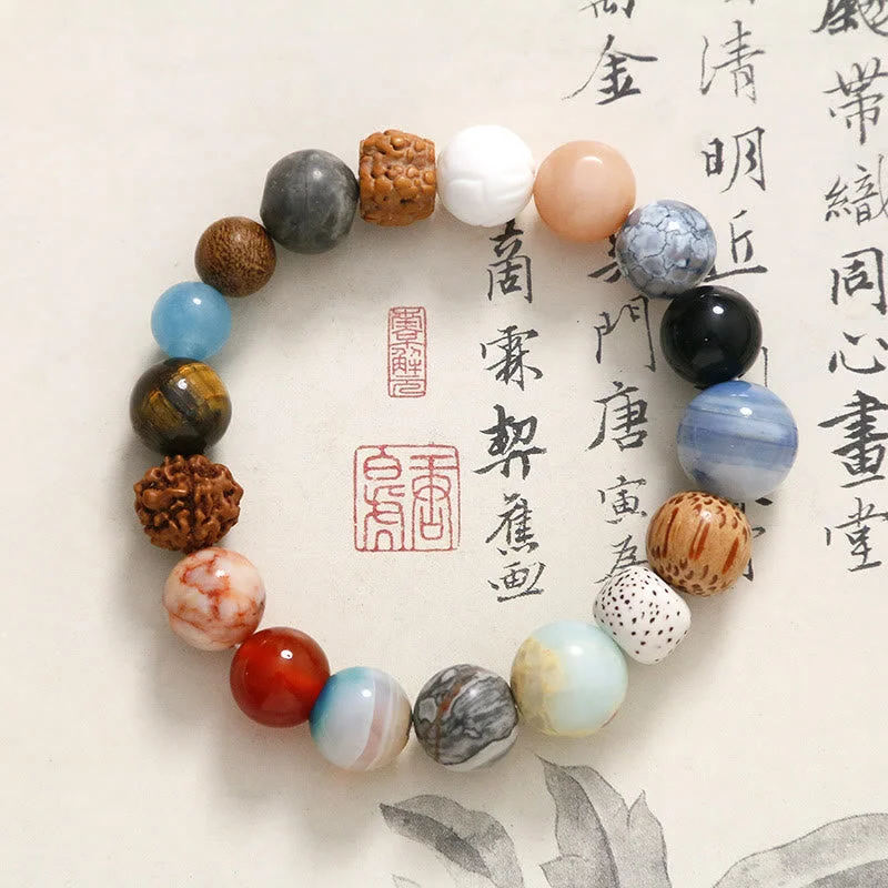 Natural Bodhi Seed Crystal Stone Agate Keep Away Evil Spirits Bracelet