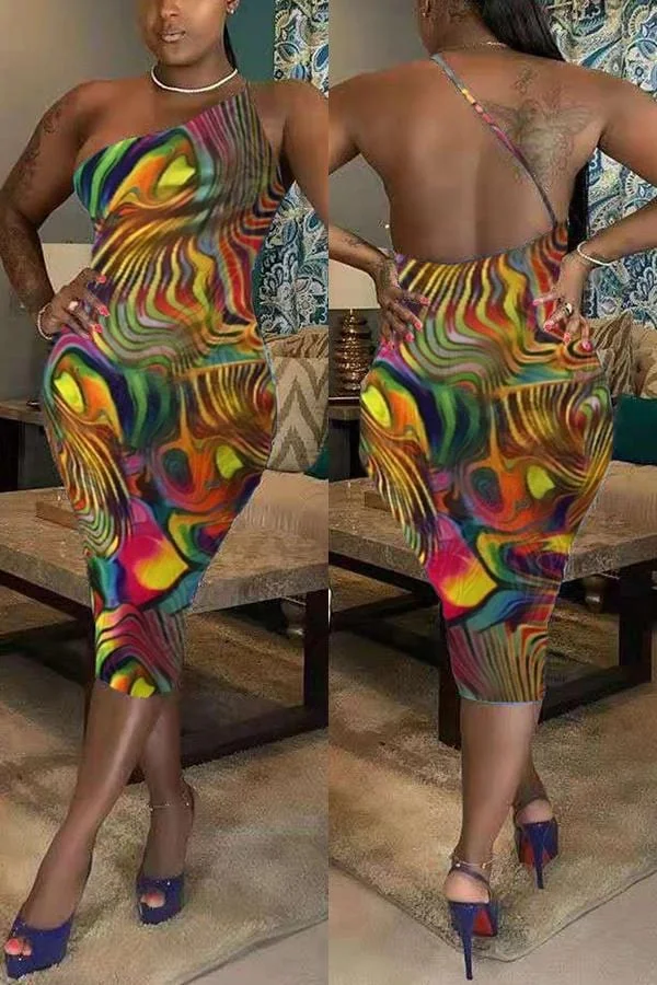 Sexy Fashion Tube Top Printed Dress