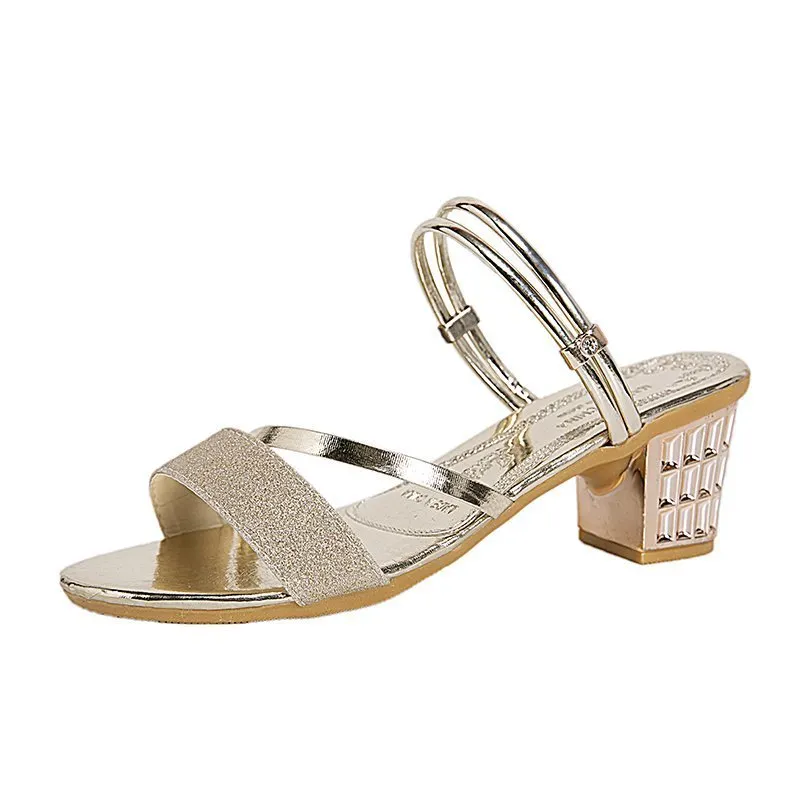 Breakj Breakj Version Of The Heel Sandals Woman 2025 New Comfortable Coarse Fashion Sleek One Shoe Two Wearing One-Character Buckle Sandals