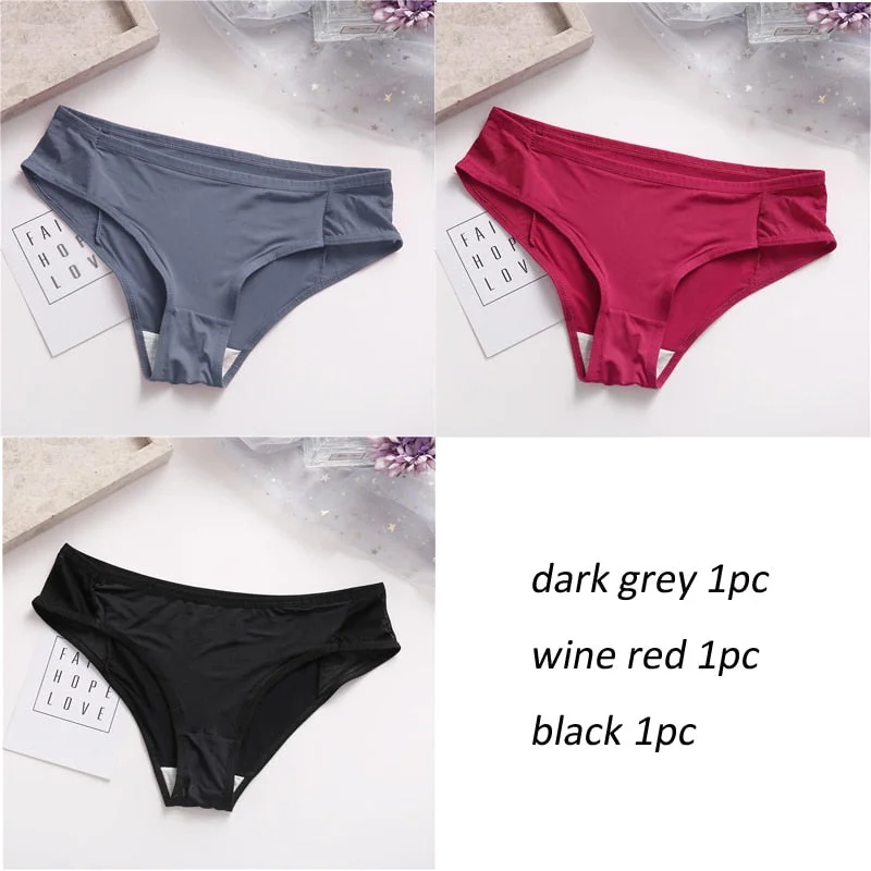 3PCS/Set Lot panties for Women Comfortable Smooth Underwear Soft Intimates Lingerie Girls Briefs Solid Color Fashion Underpants