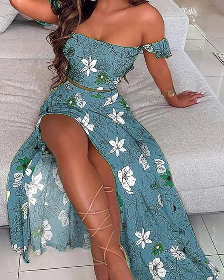 Two-piece Floral Print Set