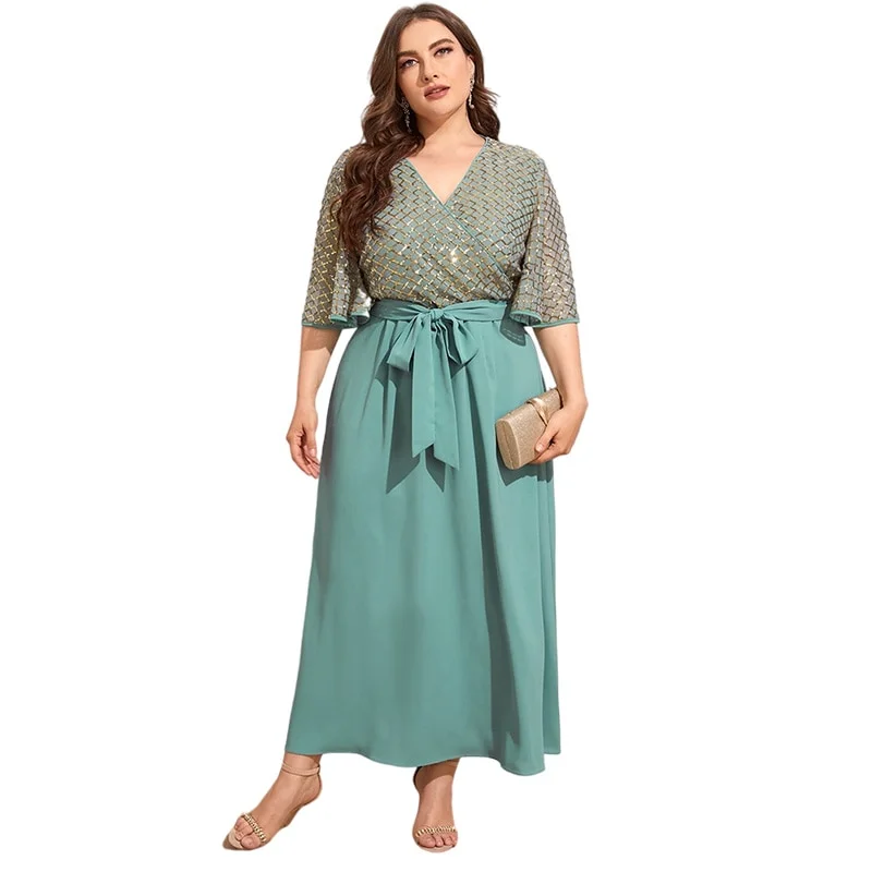Woherb Clearance Price Women Plus Size Large Maxi Dresses 2022 Summer Chic Elegant Long Evening Party Wedding Festival Clothing