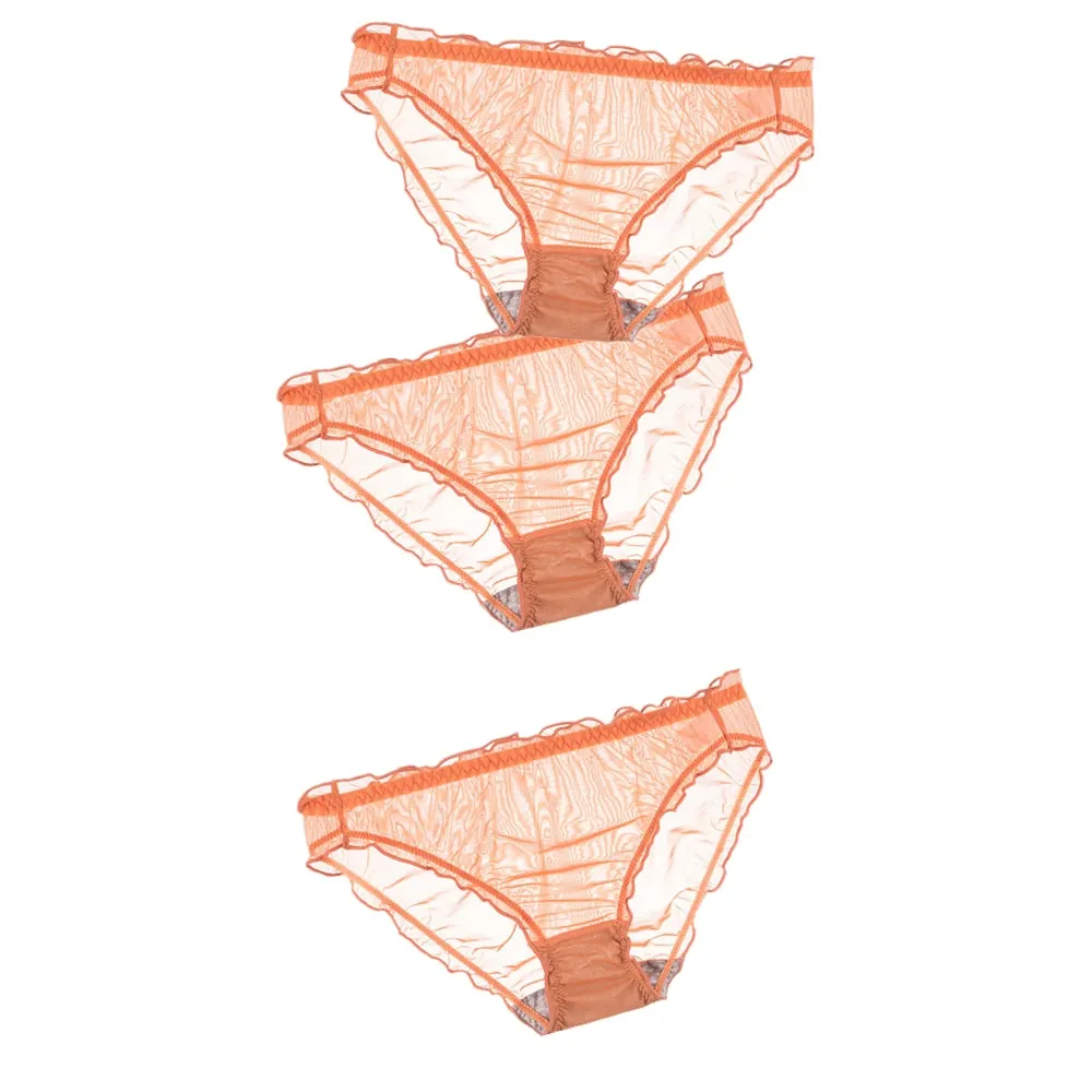 3Pcs Women Sexy Panties Lace Underpants Low-waist Panties Mesh See Through Perspective Briefs Female Fashion Underwear Lingerie
