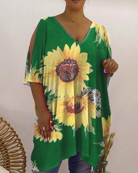 V-Neck Casual Print Women's Top
