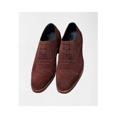 Handmade Men Brown suede brogue dress shoes, Men Oxfords lace up shoes